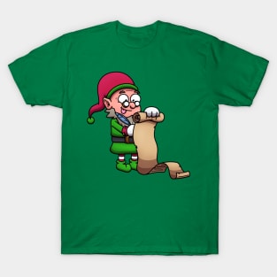 Christmas Elf Checking Christmas List T-Shirt